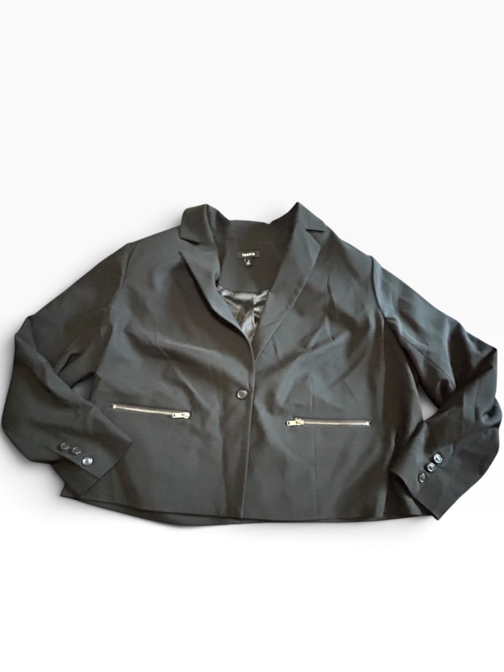 torrid Black Cropped Zip-Pocket Blazer